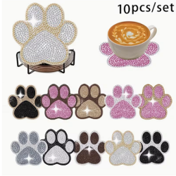 Набор алмазной мозаики 10 подставок для чашек кошачья лапка